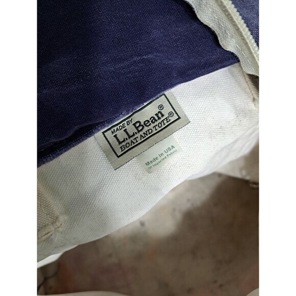 Vintage LL BEAN Boat Tote Striped Pink Blue Green Canvas Heavy Duty Zip Bag - Picture 13 of 14